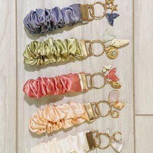 Elegant Satin and Macramé keychains with Shells & Gold Accents $20 each